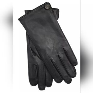 Lauren Ralph Lauren Horse Button Touch Glove Black Leather Gloves Size XL